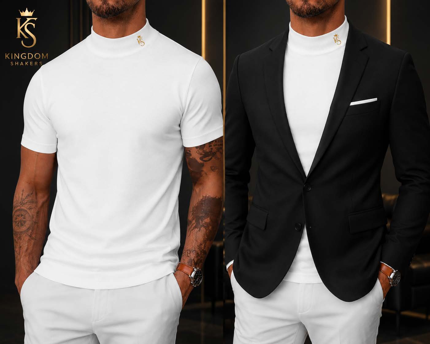 Kingdom Collection · Executive Mock Neck (Hombre) — Blanco